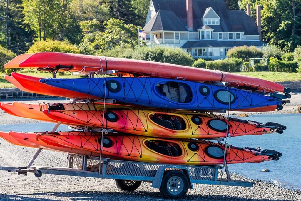 a kayak trailer carrrying kayaks