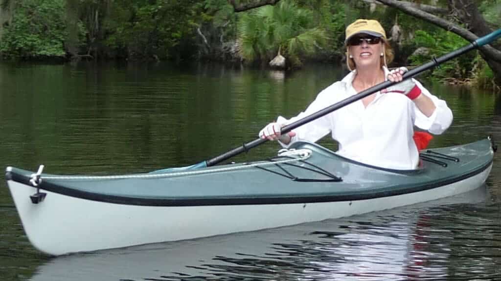 woman kayaking in kevlar kayak