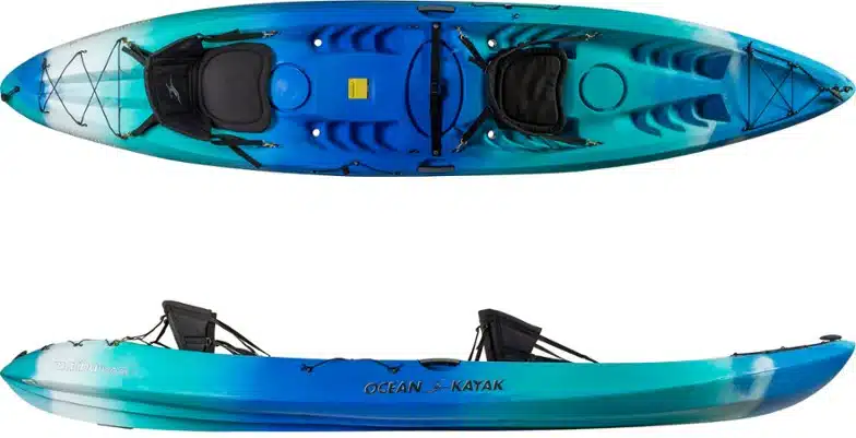 Ocean Kayak Malibu Two XL kayak top and side view