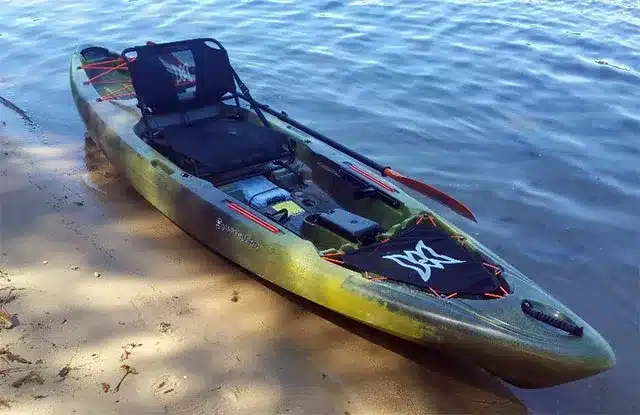 Perception Pescador Pro kayak standing at the side of water