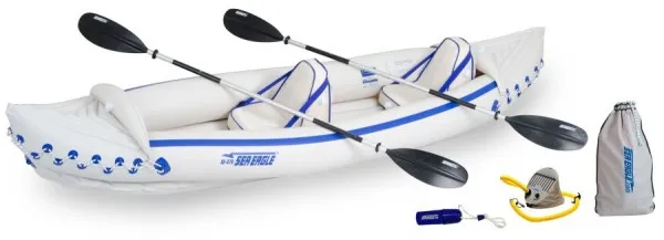 Sea Eagle Pro kayak with paddles and accessories