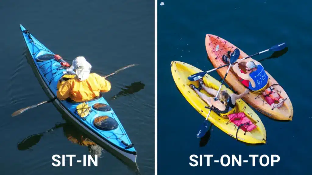 different kinds of sit in and sit on top kayaks