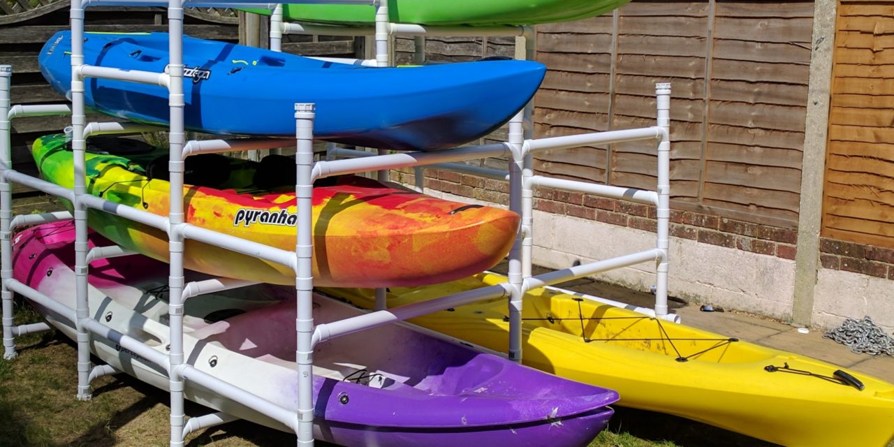 kayaks stored in storage