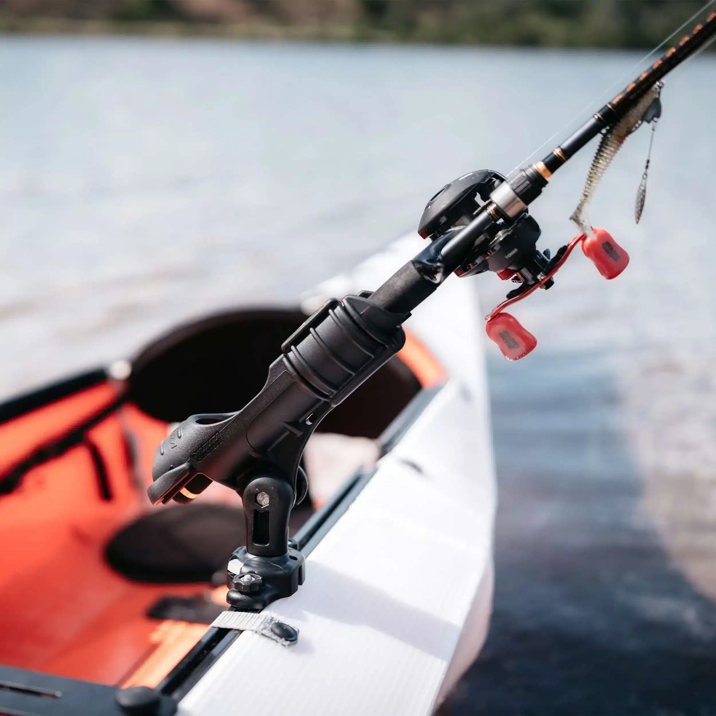 rod holder attached on a kayak