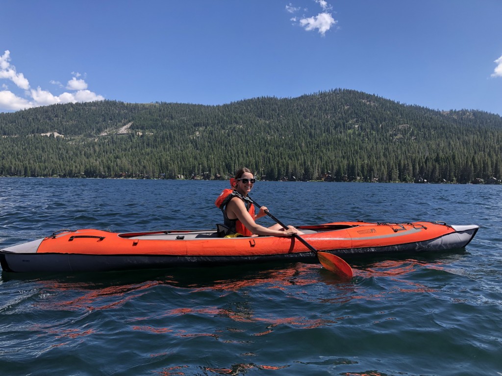 a kayaker paddling on Advanced Elements AdvancedFrame Convertible  kayak