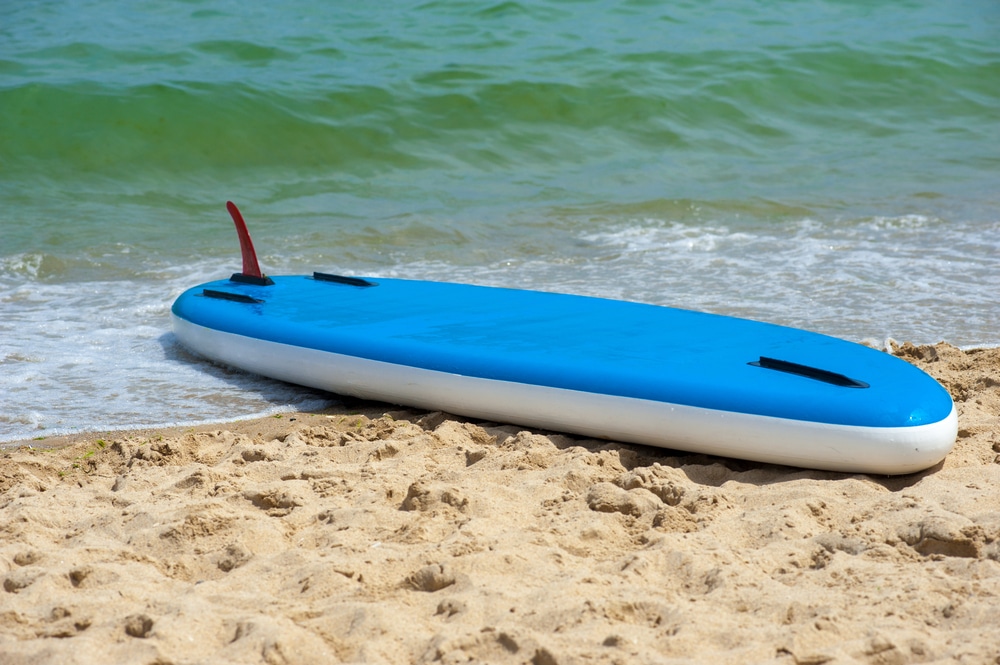 Rubber Stand Up Paddle Board Is Upside Down On The